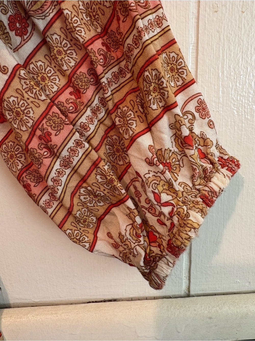Elings Beige Floral Button-Down Peasant Top - Picture 3 of 7